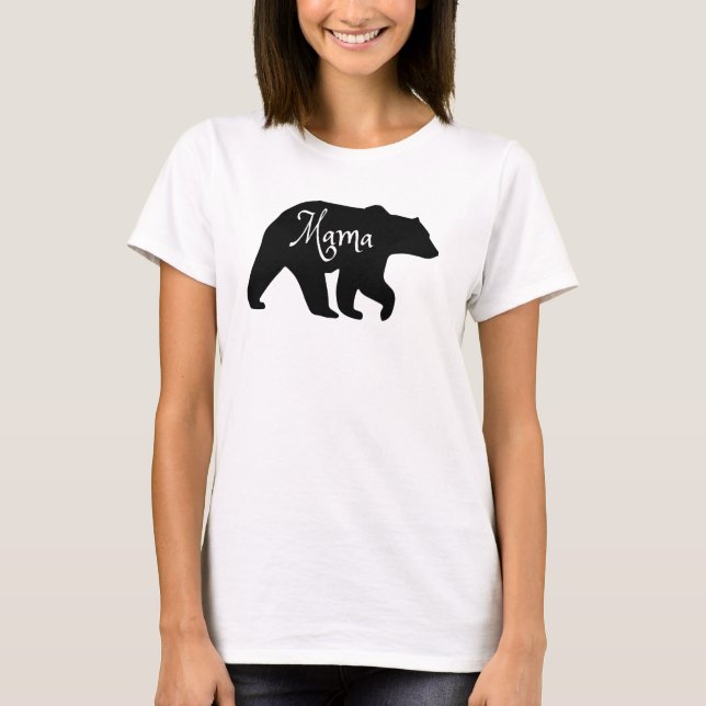 Camiseta Mamãe Urso Preto e Branco (Frente)