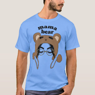 Camiseta Mamãe Urso Rosto Leopardo Óculos-Leopardo Mamães-f