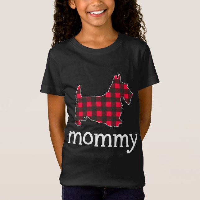 Camiseta Mamãe Vermelha Xadrez Scottie Cachorro Fama de Nat (Frente)