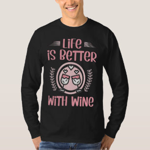 Camiseta Mamãe Vinho Para Mulheres A Vida É Melhor Com O Ga