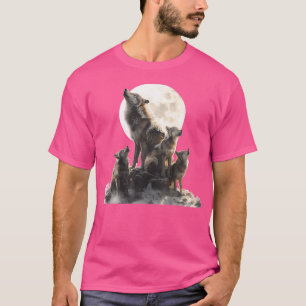 Camiseta Mamãe Wolf Howling Na Lua Wolf Amante Da Mãe