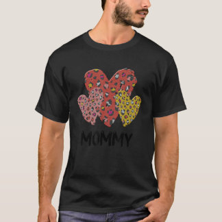 Camiseta Mamães Corações Xadrezes Leopardo Garotas