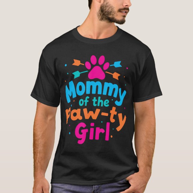 Camiseta Mamães Da Família De Raparigas De Cachorro De Aniv (Frente)