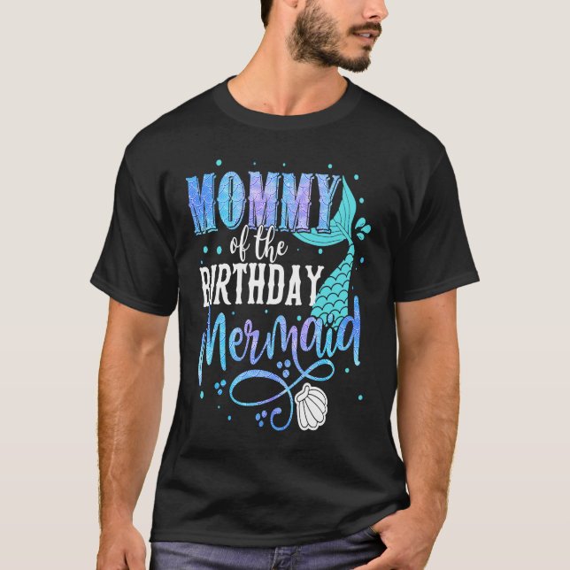 Camiseta Mamães Da Família De Sereias De Aniversário (Frente)