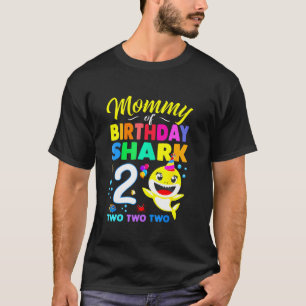Camiseta Mamães De Aniversário De segundo De Tubarão Que Co
