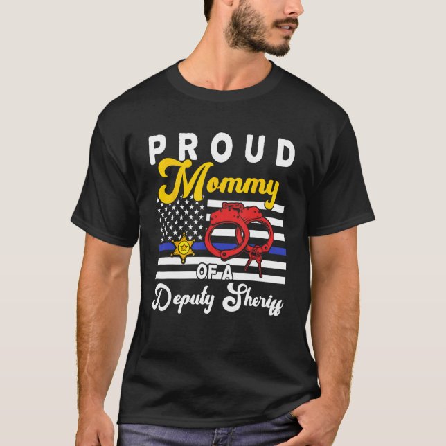 Camiseta Mamães De Um Xerife Adjunto Flores De Cuta Orgulho (Frente)