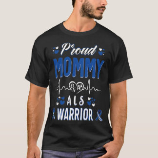 Camiseta mamães orgulhosas da ALS guerreira e fita azul bra