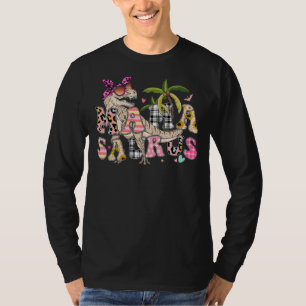 Camiseta Mamasauro Rex Mãe Dinossauro Flor Leopardo Rex Mam