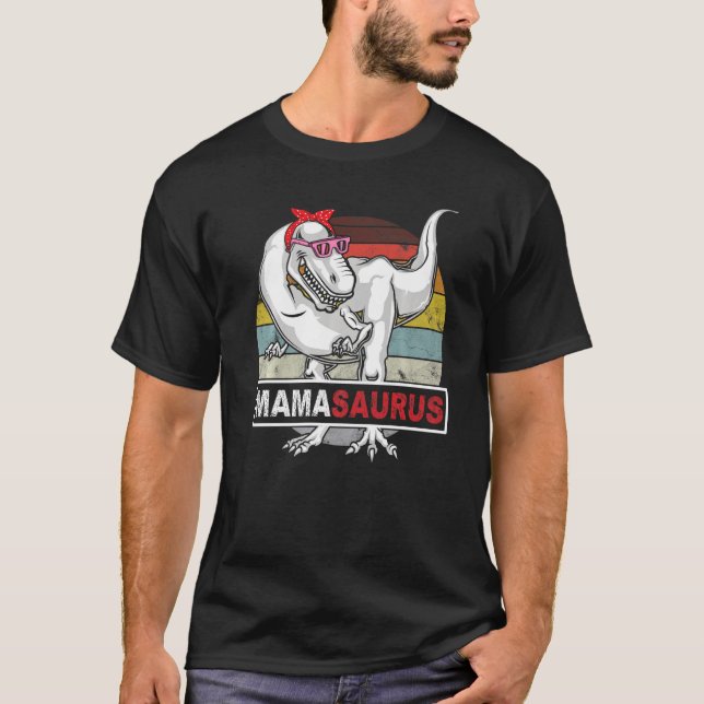 Camiseta Mamasauro T Rex Dinossaur Mama Saurus Birthday Vin (Frente)