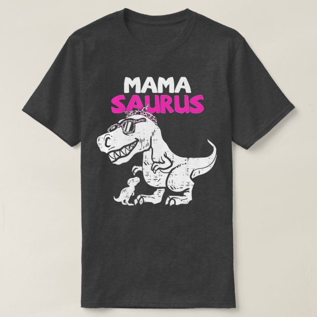 Camiseta Mamasauro T Rex Dinossaur Mama Saurus Família Moth (Frente do Design)