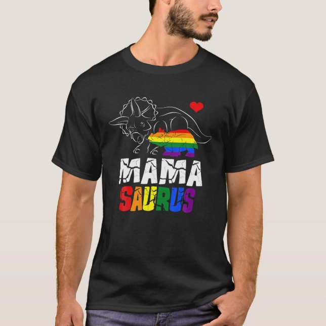 Camiseta Mamasauro Tricerátops Mama Saurus Rex Gay LGBT Pr (Frente)