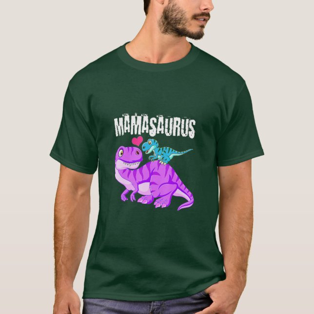 Camiseta Mamasaurus Dinossaur no Rex Dia das Mães para Pres (Frente)