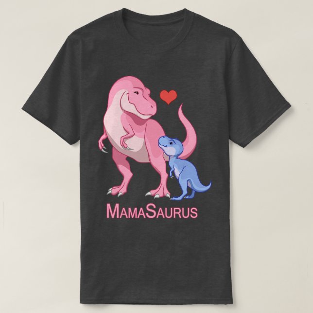 Camiseta Mamasaurus Mamãe Menino TRex Dinossauros (Frente do Design)