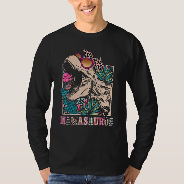 Camiseta Mamasaurus Rex Mom Dinosaur Leopard Flower Rex Mam (Frente)