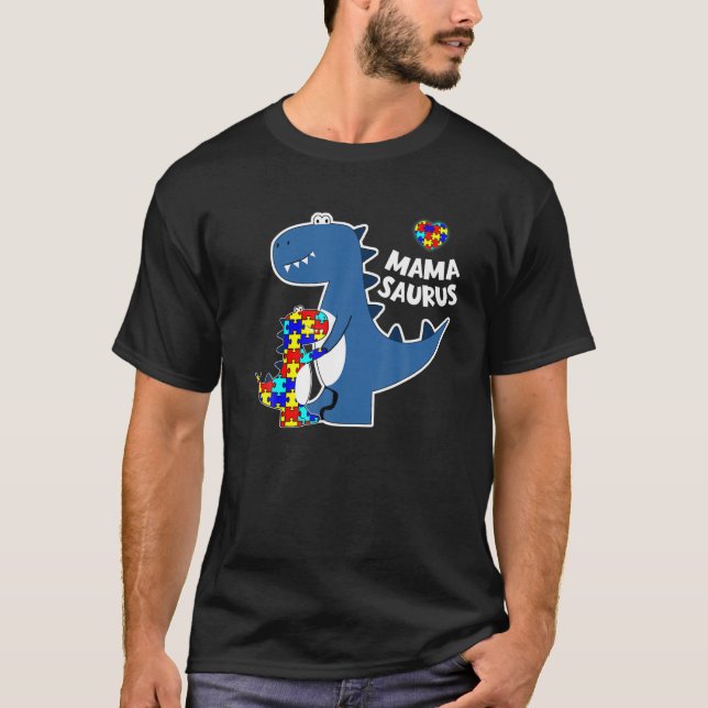 Camiseta Mamasaurus T Rex Dinosaur Mama Saurus Autism Aware (Frente)