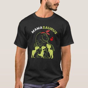 Camiseta Mamasaurus Tyrannosaurus Rex Mama 3 Crianças Mãe