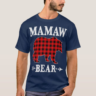 Camiseta Mamaw Bear Christmas Pajama Red Xadrez Buffalo Fam