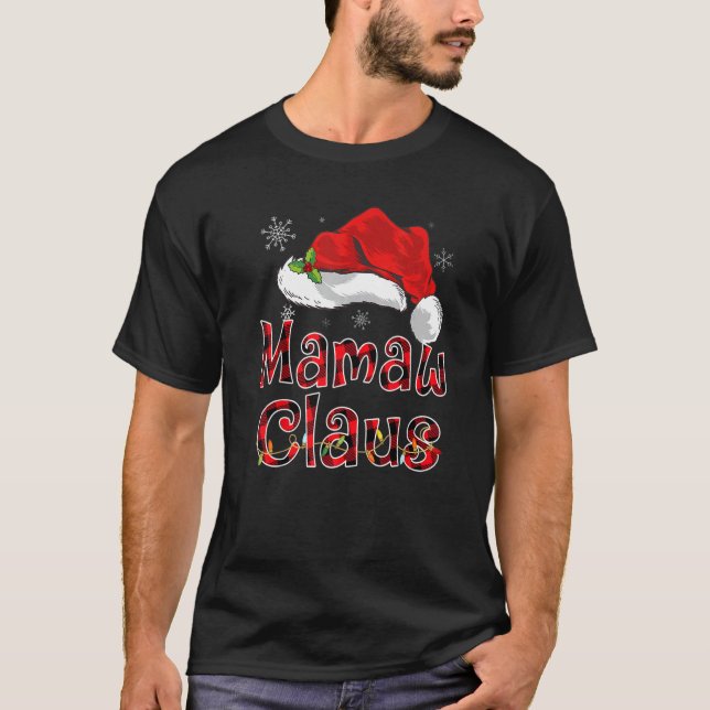 Camiseta Mamaw Claus Christmas Red Plaid Family Matching Pa (Frente)