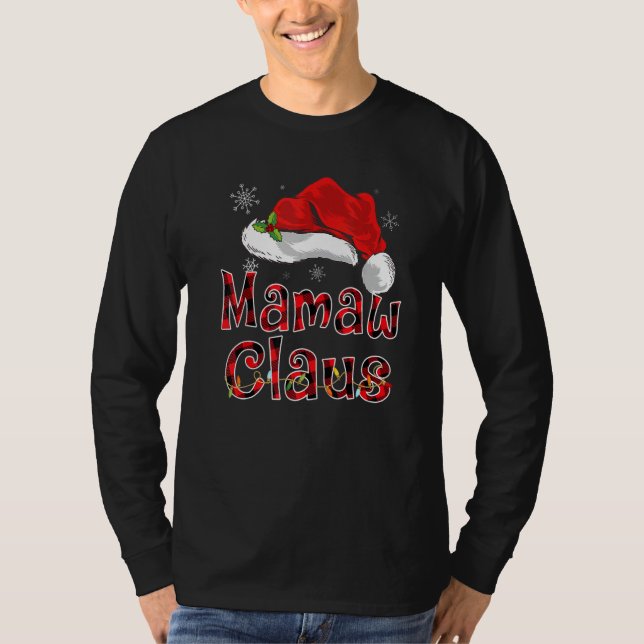 Camiseta Mamaw Claus Christmas Red Plaid Family Matching Pa (Frente)