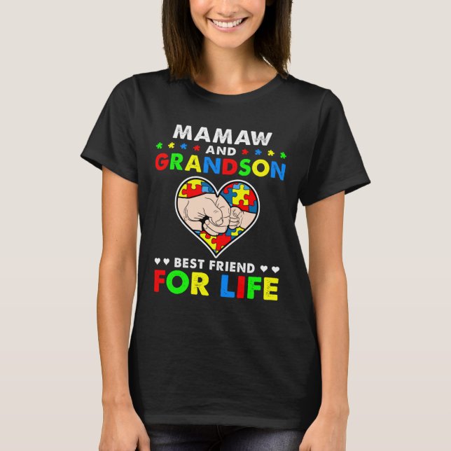 Camiseta Mamaw E Avô Melhor Amigo Para A Vida Autismo Awa (Frente)