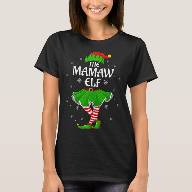 Camiseta Mamaw Elf Christmas Family Girls Women Elf Squad X (Frente)