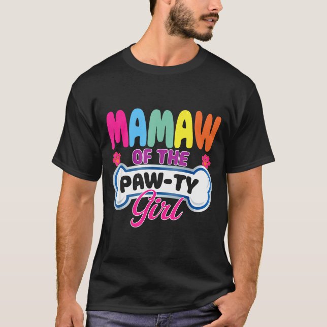 Camiseta Mamaw Of The Paw-ty Girl Birthday Family Matching  (Frente)