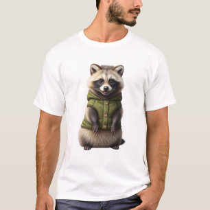 Camiseta Mamífero Adorável em Colete de Tricô Verde