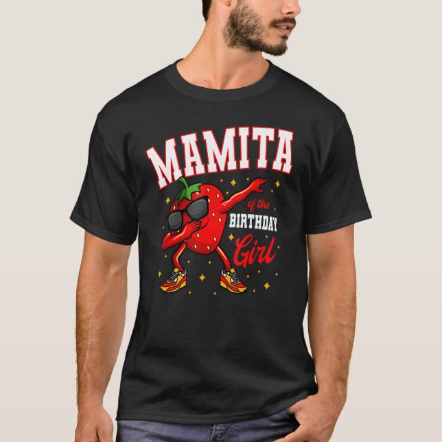 Camiseta Mamita Da Rapariga De Aniversário A Dabbing Strawb (Frente)