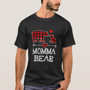 Camiseta Mamma Bear Natal Pajama Red Xadrez Buffalo Fami