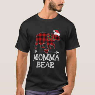 Camiseta Mamma Bear Natal Pajama Red Xadrez Buffalo Fami
