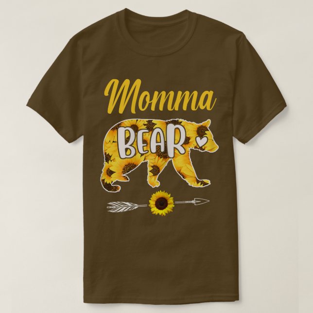 Camiseta Mamma Bear Sunflower Mãe Família Pai (Frente do Design)