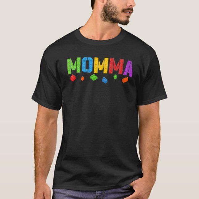 Camiseta Mamma Bloqueia O Construtor Mestre Brick Builder B (Frente)
