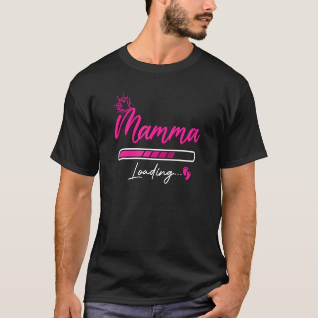 Camiseta Mamma Loading Divertente Gravidanza Annuncio Prema (Frente)