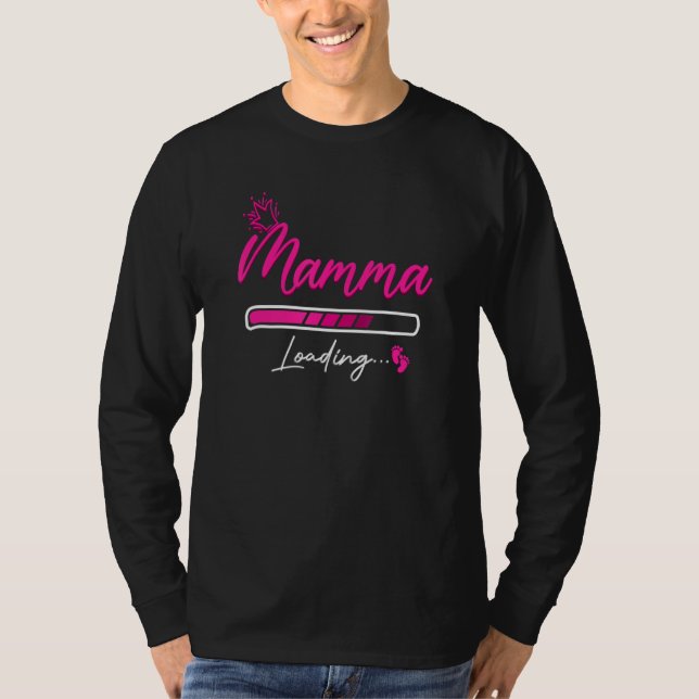 Camiseta Mamma Loading Divertente Gravidanza Annuncio Prema (Frente)