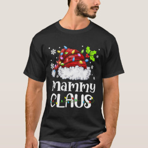 Camiseta Mammy Claus Santa Hat Família Natal Light Xmas