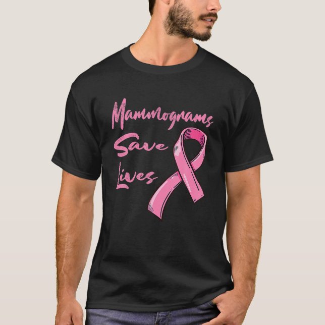 Camiseta Mamografias salvam vidas Sensibilização ao Cancer  (Frente)