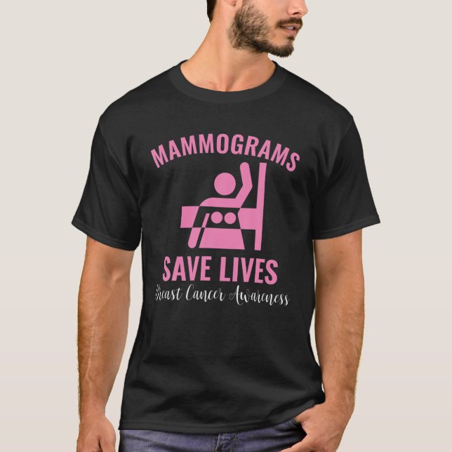 Camiseta Mamografias salvam vidas Sensibilização ao Cancer (Frente)