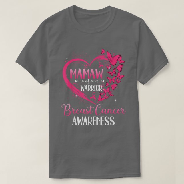 Camiseta Mamuca Cardíaca De Borboleta De Um Cancer De Mama  (Frente do Design)