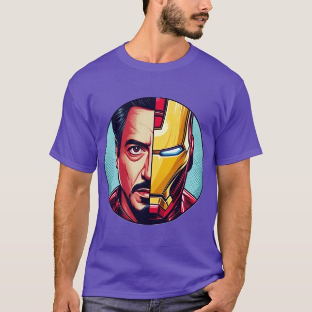Camiseta Man and Machineony Stark and Iron Man Fusion in Co (Frente)