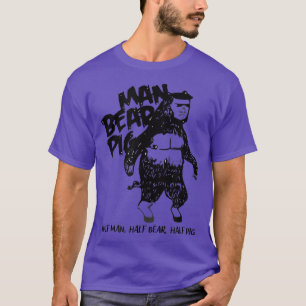 Camiseta Man Bear Pig Funny Vintage Animal Mens Graphic Tee