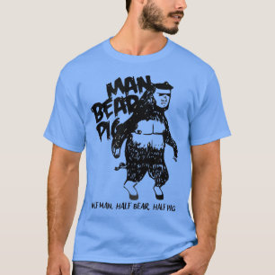 Camiseta Man Bear Pig Funny Vintage Animal Mens Graphic Tee