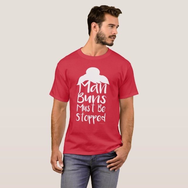 Camiseta Man Buns Precisa Parar (Frente Completa)