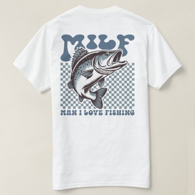 Camiseta Man I Love Pesca Retro Text (Verso do Design)