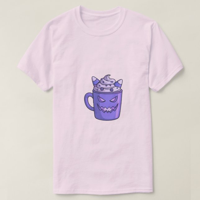 Camiseta Man in White T-Shirt with Spooky Drink Graphic (Frente do Design)