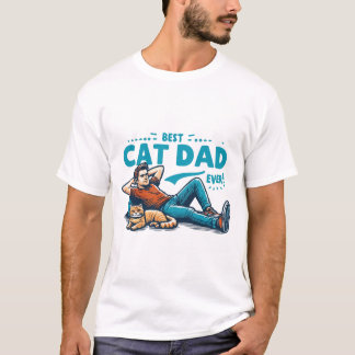 Camiseta Man Lounging com Gato Relaxado