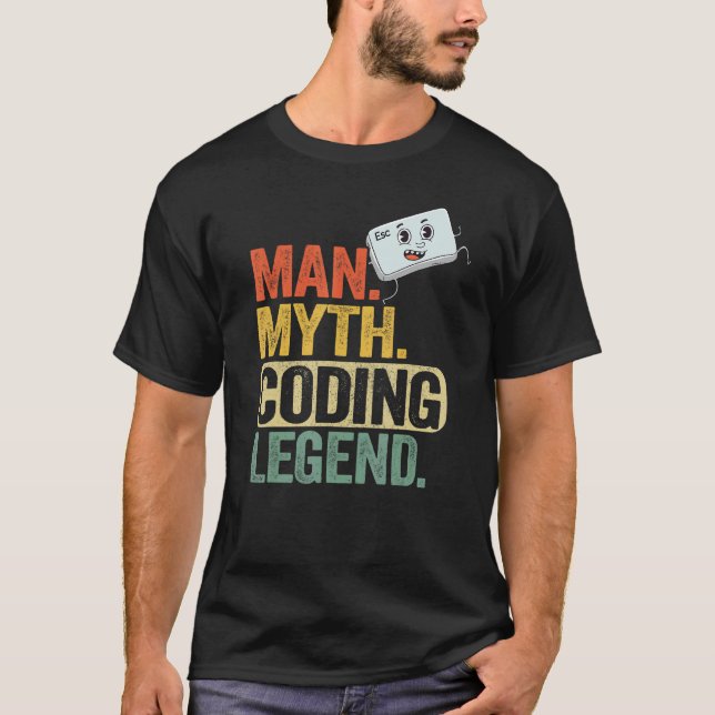 Camiseta Man Myding Coding Legend Coder Geek Pai Computador (Frente)