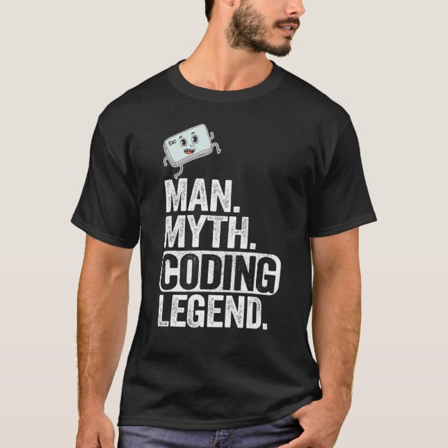 Camiseta Man Myding Coding Legend Coder Geek Pai Computador (Frente)