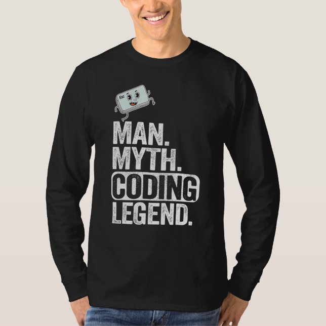 Camiseta Man Myding Coding Legend Coder Geek Pai Computador (Frente)