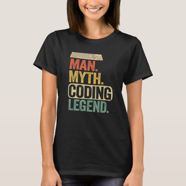 Camiseta Man Myding Coding Legend Coder Geek Pai Computador (Frente)
