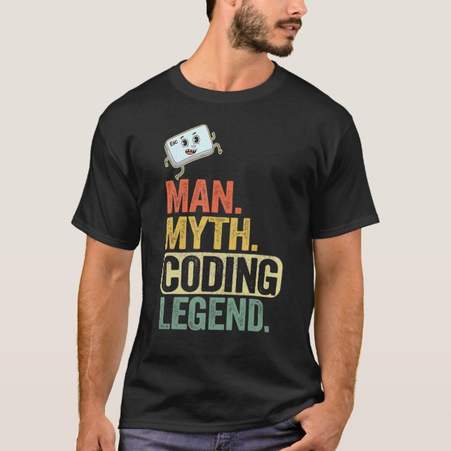 Camiseta Man Myding Coding Legend Coder Geek Pai Computador (Frente)